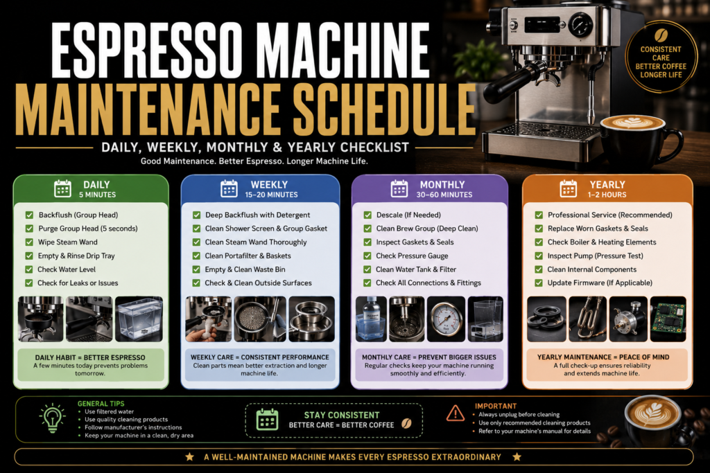 Espresso Machine Maintenance Schedule: Daily, Weekly & Yearly Checklist