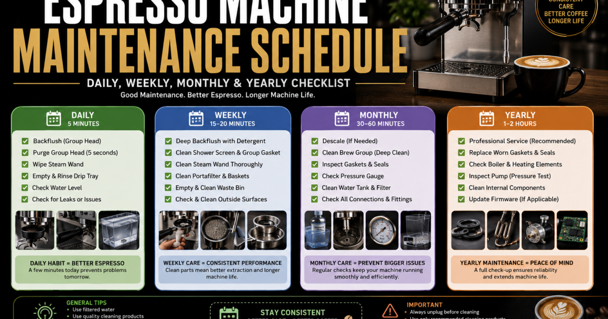 Espresso Machine Maintenance Schedule: Daily, Weekly & Yearly Checklist