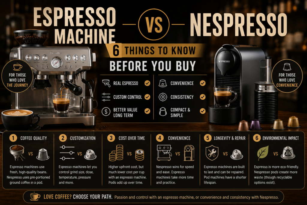 Espresso Machine vs Nespresso: 6 Things to Know Before You Buy