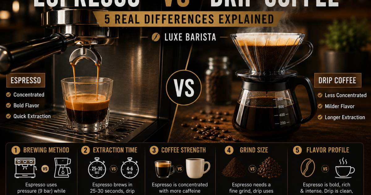 Espresso vs Drip Coffee: 5 Real Differences Explained Luxe Barista