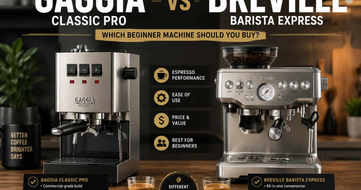 Gaggia Classic Pro vs Breville Barista Express: Which Beginner Machine Should You Buy?