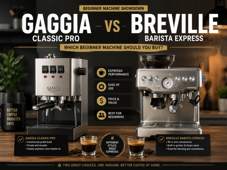 Gaggia Classic Pro vs Breville Barista Express: Which Beginner Machine Should You Buy?