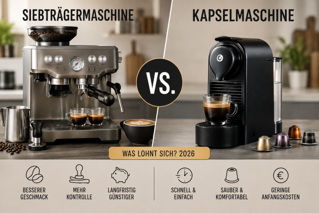 Siebträgermaschine vs. Kapselmaschine – was lohnt sich? 2026